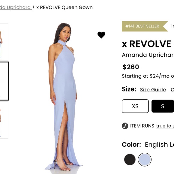 Revolve Amanda Uprichard Queen gown in English lavender - Picture 1 of 5